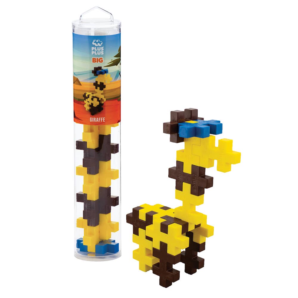Plus-Plus BIG 15-piece giraffe tube—Danish-made construction toy with flat and 3-D building possibilities