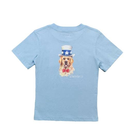 Patriotic Pup Graphic Tee Light Blue