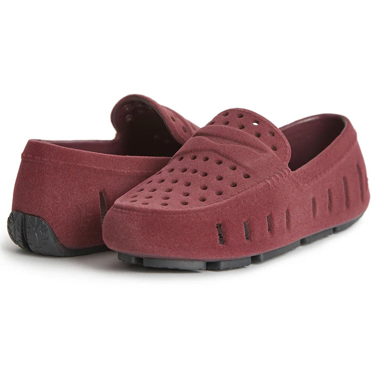 Floafers Prodigy-3.0 burgundy vegan suede shoe with perforated design and supportive sole