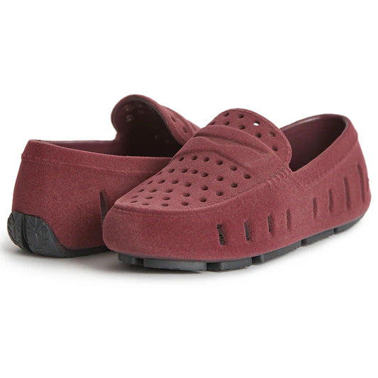 Floafers Prodigy-3.0 burgundy vegan suede shoe with perforated design and supportive sole