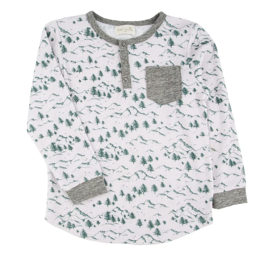 Parker Waffle Henley-Alpine long-sleeve henley with three-button placket and relaxed fit