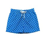 Saint Simons Swim Trunk in Bait Fish Blue with elastic waistband and rope tie