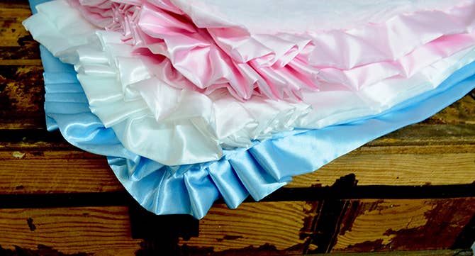 Satin Trim Baby Blanket: Solid Blue