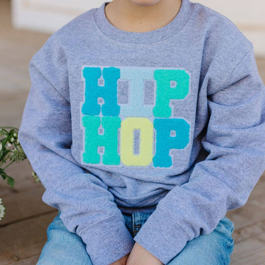 "Hip Hop" Patch Sweatshirt - Gray - Kids Easter Sweatshirt