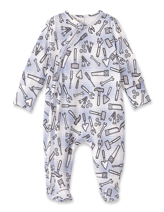 LS Footed Zipper Romper-Tool Time