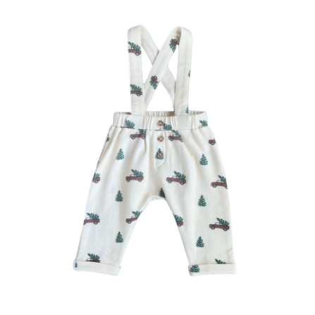 Christmas Truck Suspender Overalls in refined holiday style by Baby Sprouts