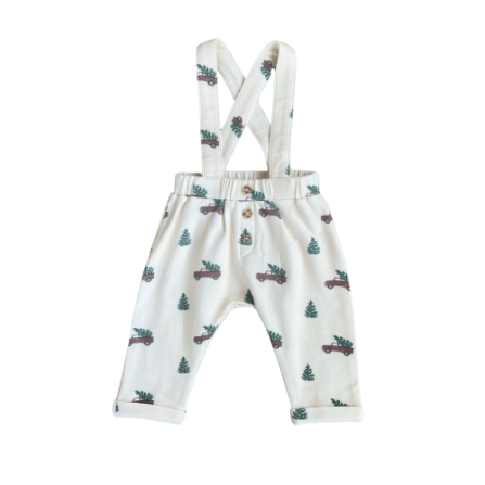 Baby Sprouts, Suspenders Overalls-Christmas Truck