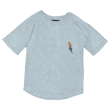Tiny Whales Raw Power SS Raglan in mineral stone blue, 100% cotton short-sleeve shirt