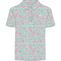 Miles SS Performance Polo-Green/Pink