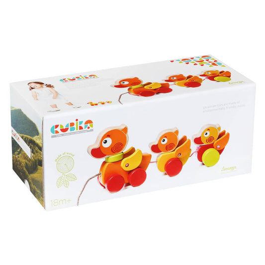 Cubika wooden pull toy ducks in natural finish, Toysmith brand, 18 months+