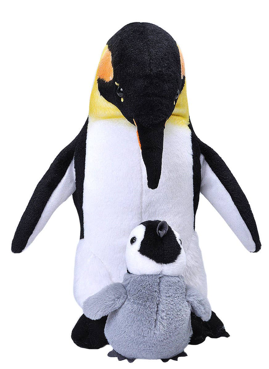 Mom Baby Emperor Penguin 12-inch stuffed animal by Wild Republic with detailed black and white plumage