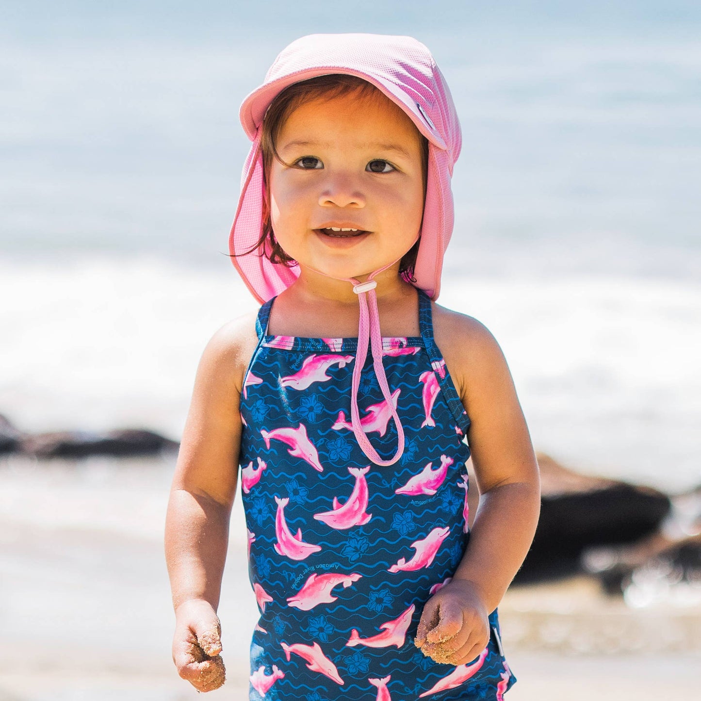 UPF 50+ Breathable Eco Flap Hat-Navy