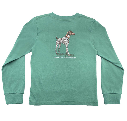Green long-sleeve Pointer Graphic Tee in soft Peruvian cotton by Saltwater Boys