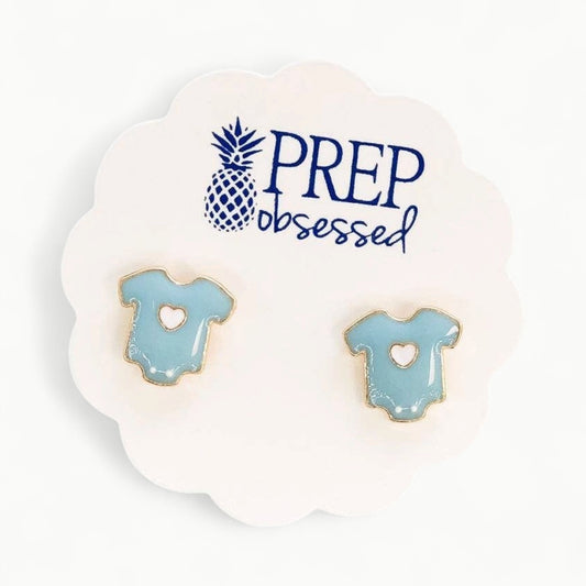 Baby onesie enamel stud earrings, 1/2 inch top post, by Prep Obsessed Wholesale