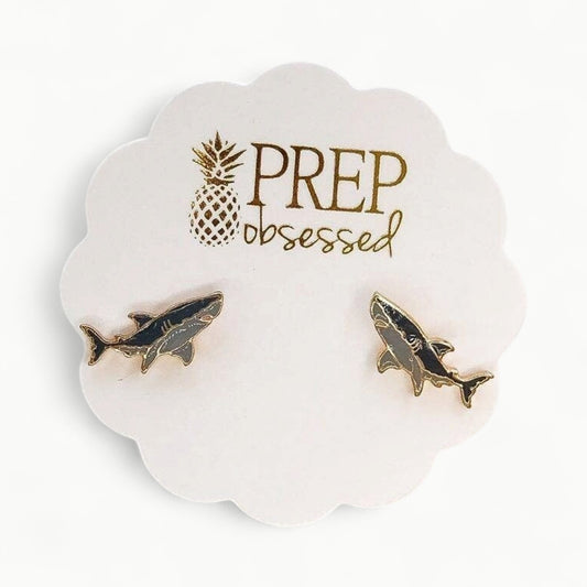 Shark enamel studs with 1/2" top posts by Prep Obsessed Wholesale
