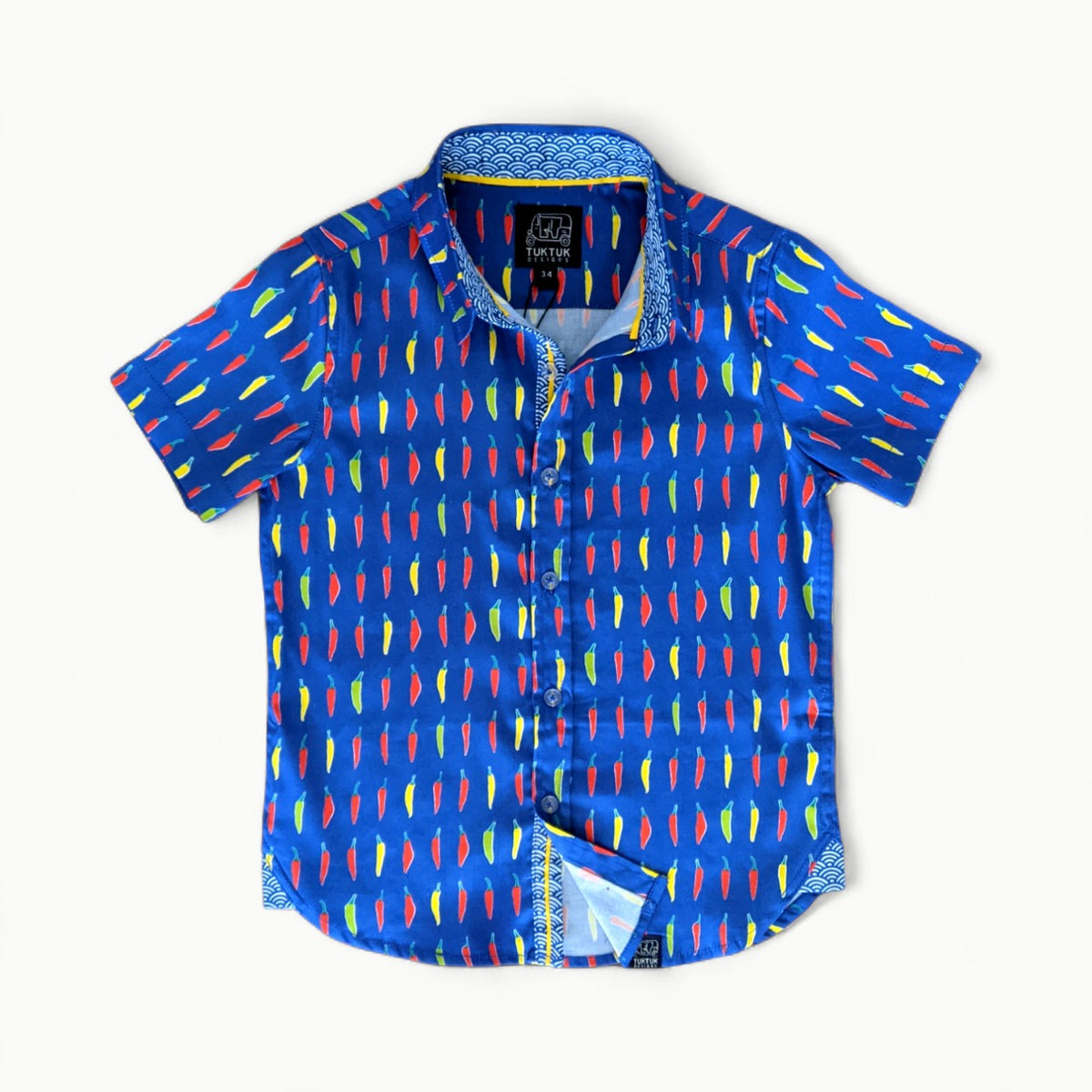 TukTuk Designs chili peppers short-sleeve shirt with detailed collar and cuff