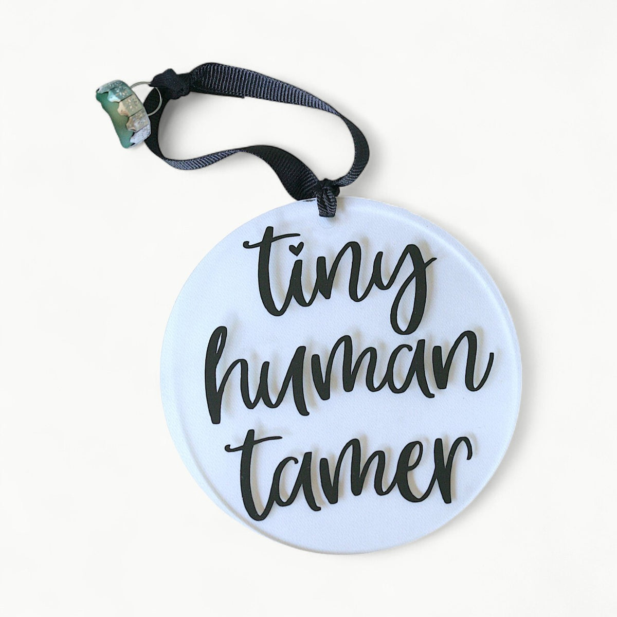 Tiny Human Tamer Acrylic Ornament by Younique, clear acrylic with vinyl detail