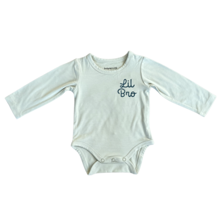 Baby long sleeve body suit by Baby Sprouts in neutral tone