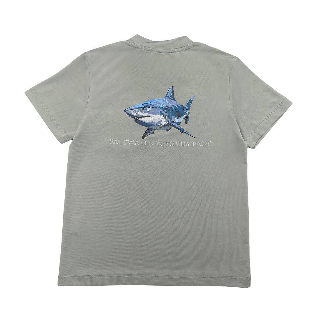 Saltwater Boys Company - Boys Great White Performance Tee SS- Grey