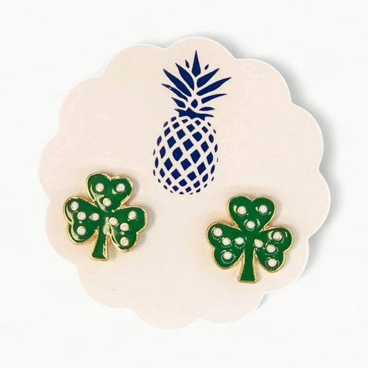 Clover Signature Enamel Studs earrings in polished enamel, nickel-free, by Prep Obsessed Wholesale