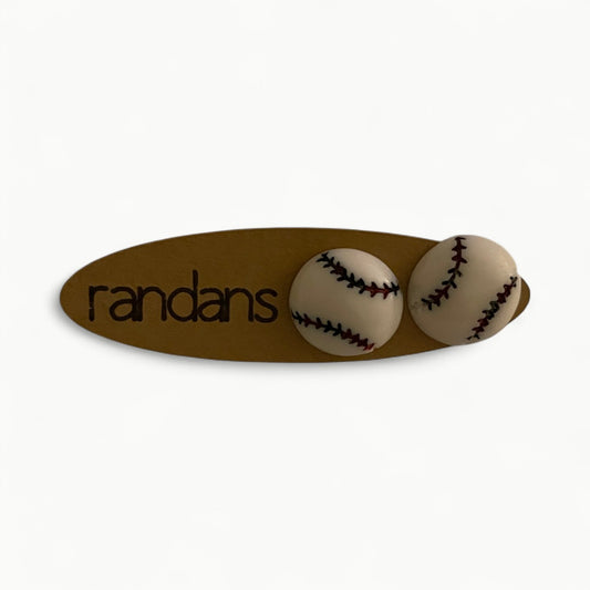 Baseball acrylic stud earrings by Randan, handcrafted by a US woman-owned business
