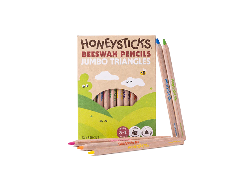 Honeysticks Jumbo Triangle Colored Pencils, 10-pack, natural beeswax