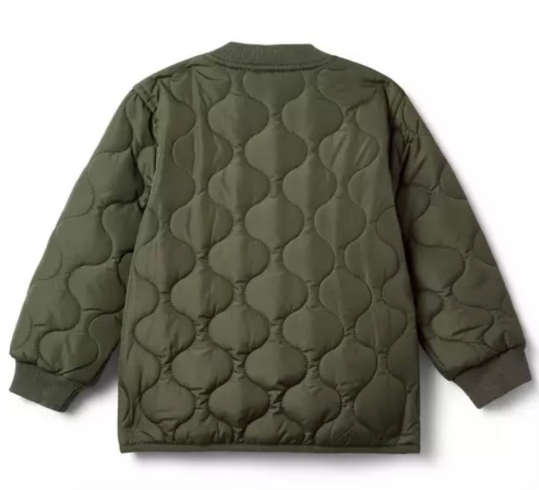 OLIVE QUILTED BOMBER JACKET