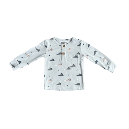 Baby Sprouts long sleeve henley with two-button placket in premium bamboo jersey