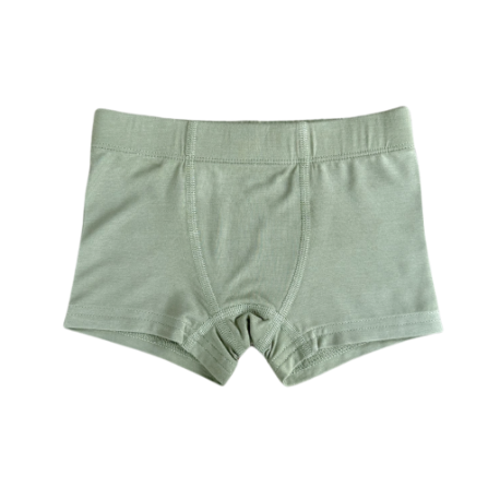 Baby Sprouts bamboo boxer briefs in neutral tone, displayed flat lay against white background