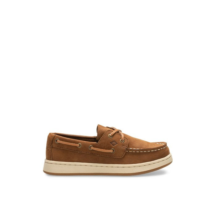 Sperry Cup II Boat Shoe in dark brown leather with lace-up closure and rubber sole