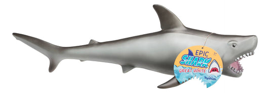 Epic Great White Shark figurine by Toysmith, 21 inches long, with open jaw and detailed anatomy