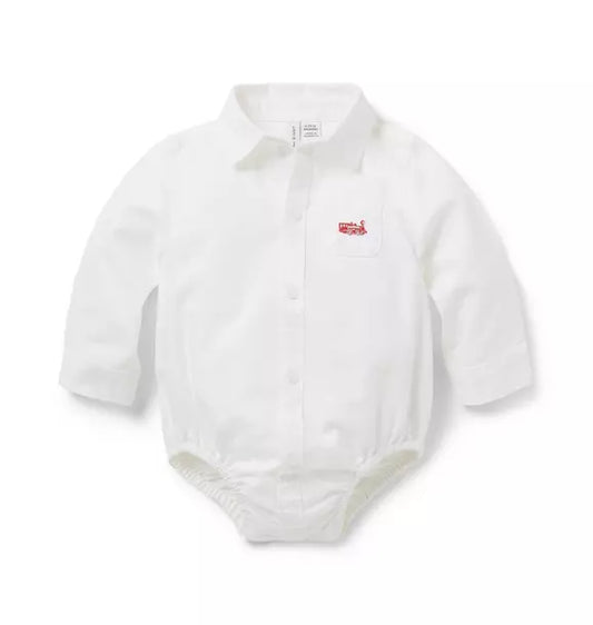 LS TRAIN COLLARED BODYSUIT-White