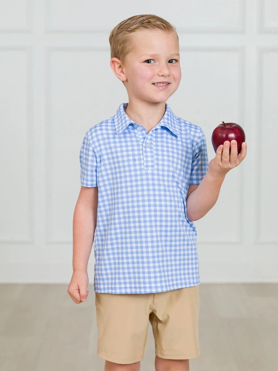 Rugged Butts Performance Polo - Periwinkle Blue Gingham