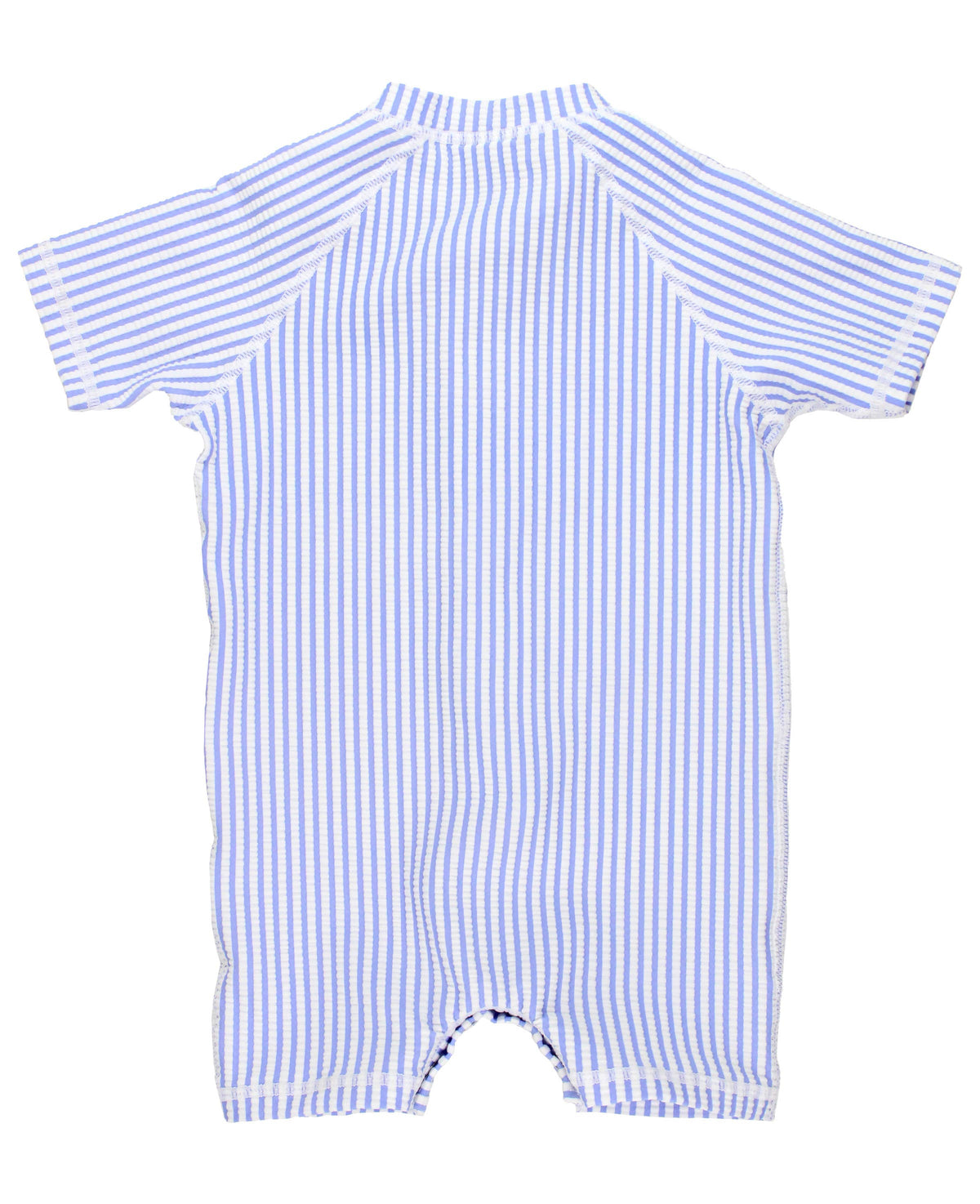 RuggedButts - Baby Boys Blue Seersucker SS One Piece Rash Guard:
