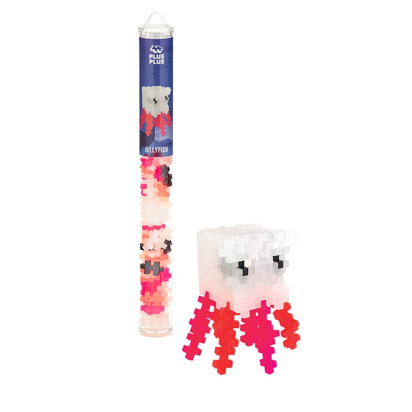 Plus-Plus Tube Jellyfish activity toy with 70+ interlocking pieces in vibrant colors