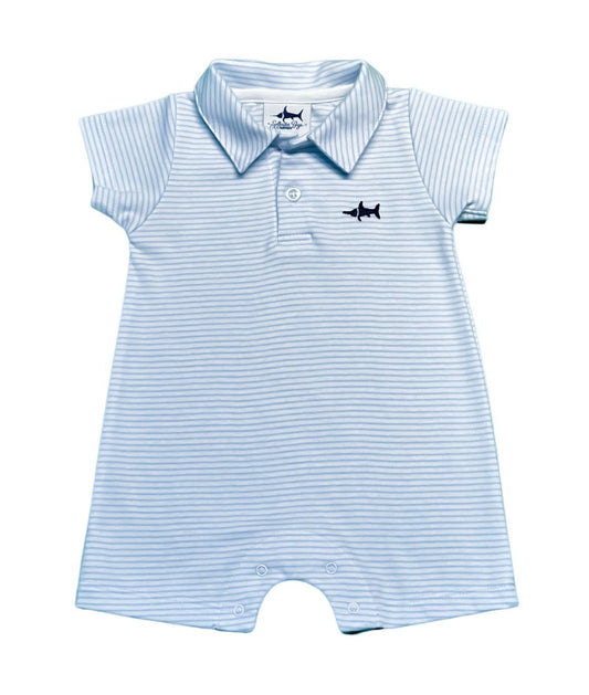 Blue Stripe Signature Polo Romper