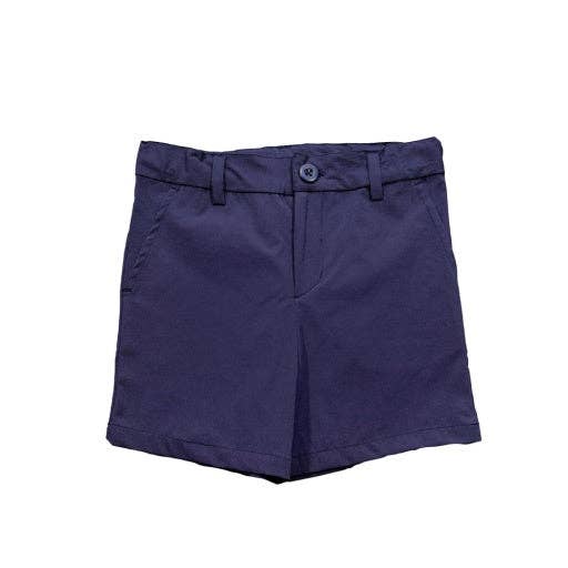 LV Palmer Performance Short in Medium Blue, slim fit with functional zipper and growth tabs, by Saltwater Boys