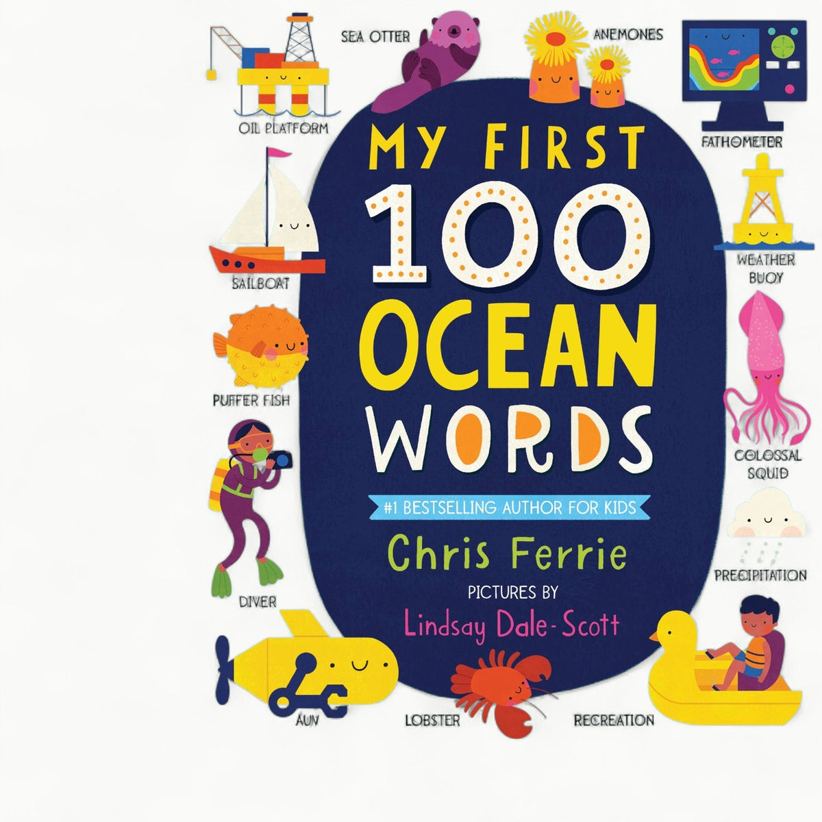 My First 100 Ocean Words padded board book cover with ocean illustrations