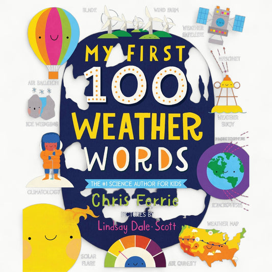 My First 100 Weather Words padded board book by Sourcebooks with colorful weather illustrations