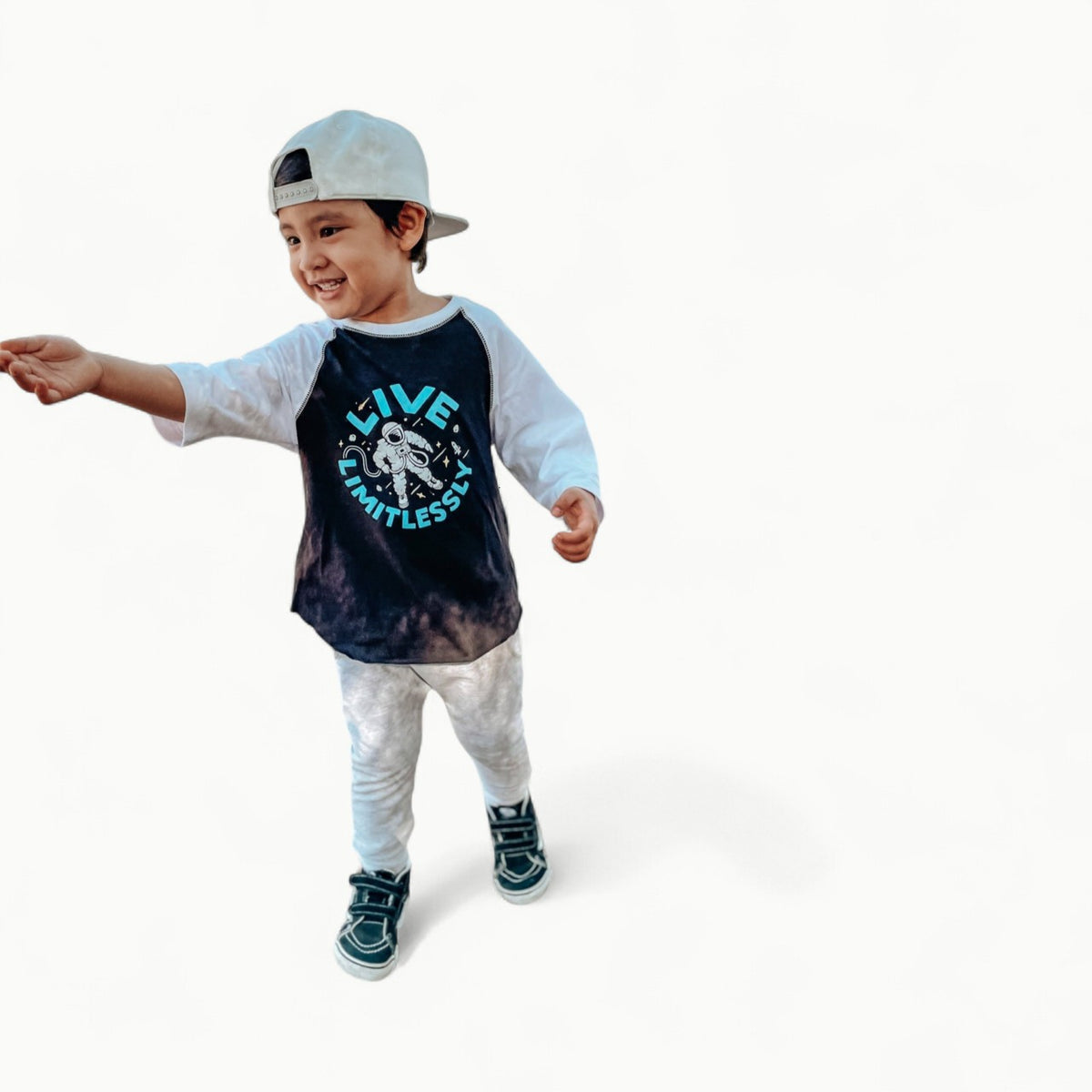 The Astro Tee baseball sleeve tee in soft, durable fabric by Little Rad Things