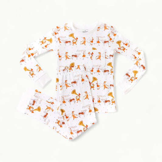 Longhorn Organic Cotton Pajama Set in soft 1x1 rib fabric with ribbed neckline and chest pocket detail