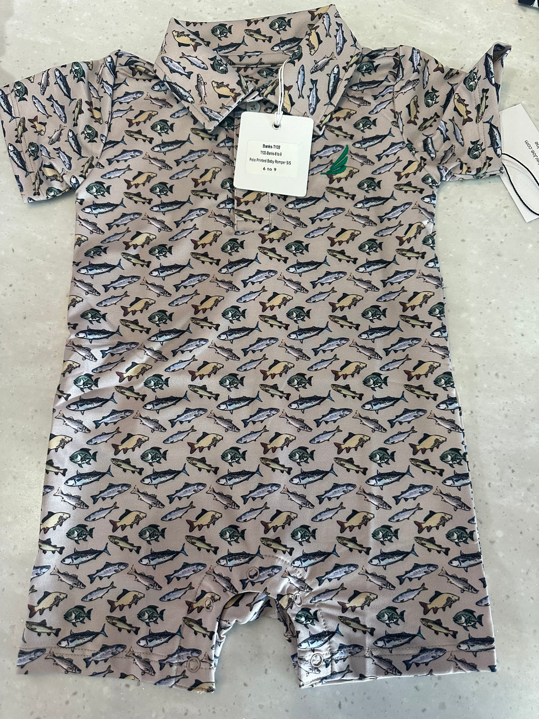 RV Banks SS Performance Romper-Coolybri-Tan Fish