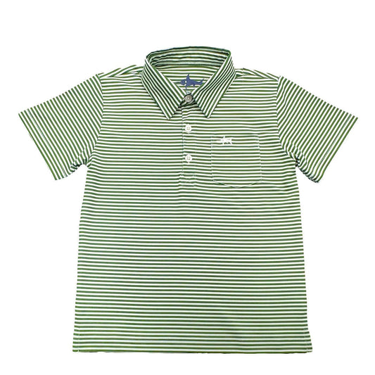 Saltwater Boys - Inshore Boys Performance Polo Green Stripe 