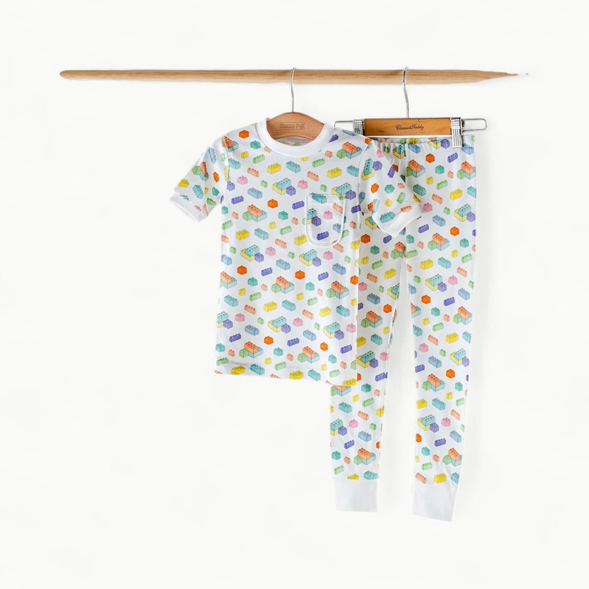 Block Party Organic Cotton Pajama Set by Nola Tawk in soft rib fabric