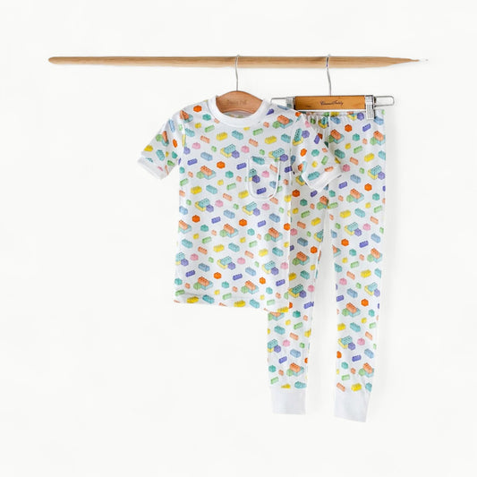 Block Party Organic Cotton Pajama Set by Nola Tawk in soft rib fabric