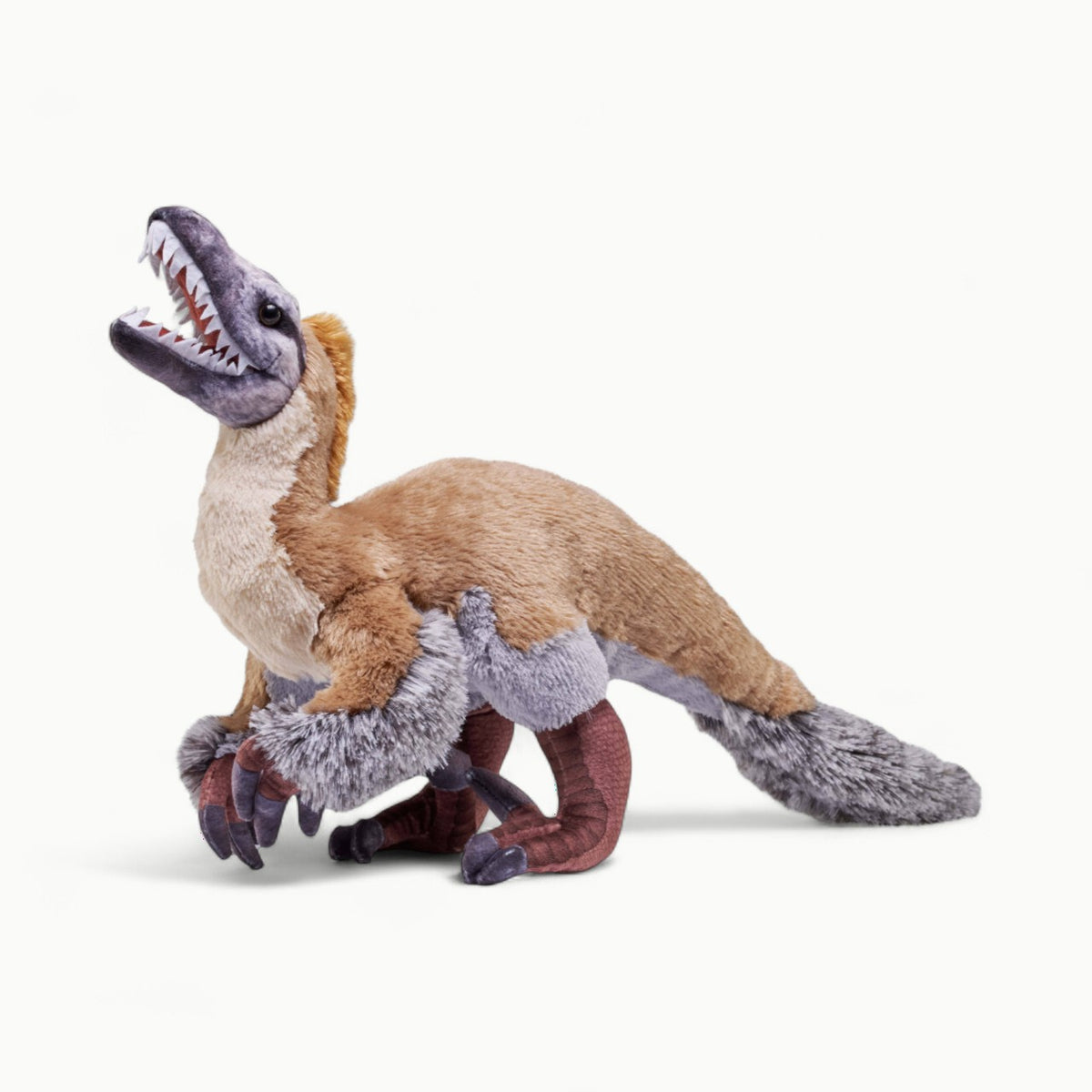 Wild Republic Artist-Dino Velociraptor 15" stuffed animal in muted tones, museum-quality detail