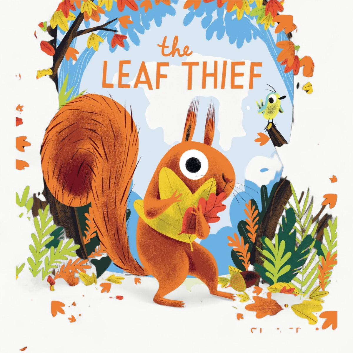 The Leaf Thief hardcover picture book by Sourcebooks, featuring autumn forest illustration