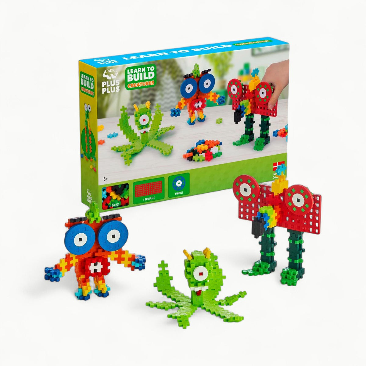 Plus-Plus Learn to Build Creatures 240-piece building set with colorful interlocking pieces