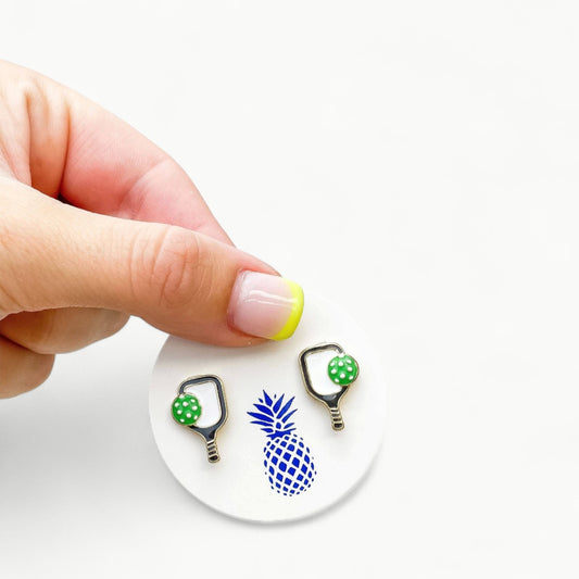Pickleball Signature Enamel Stud Earrings by Prep Obsessed Wholesale