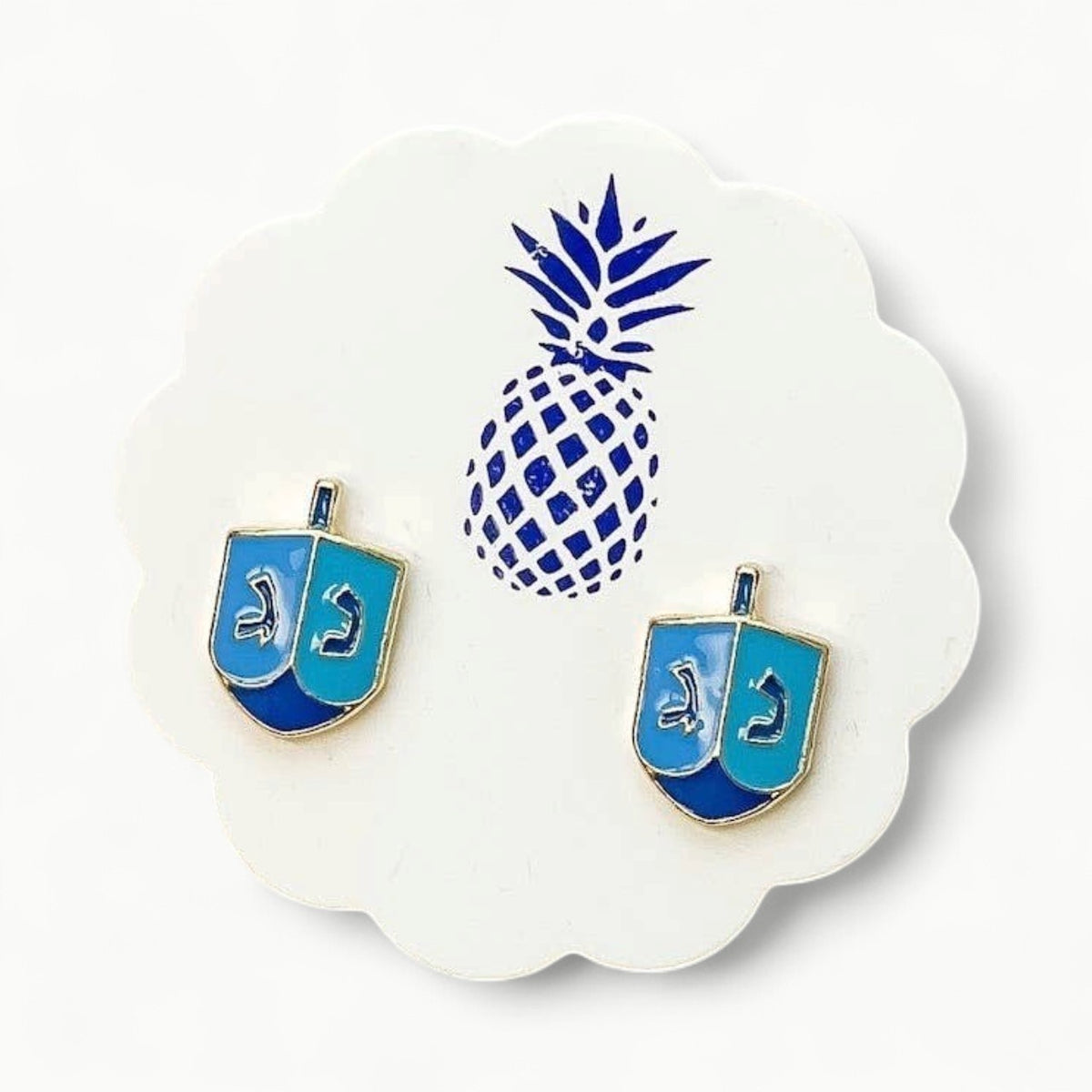 Dreidel Signature Enamel Stud Earrings in nickel-free construction by Prep Obsessed Wholesale